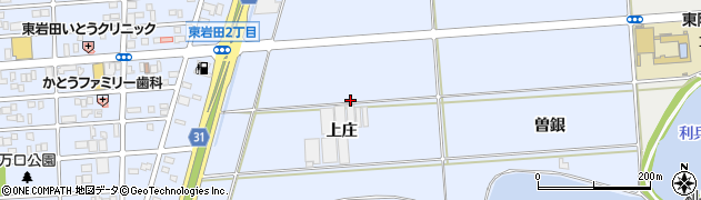 愛知県豊橋市岩田町（上庄）周辺の地図