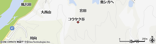 京都府木津川市加茂町法花寺野コウヤク谷周辺の地図