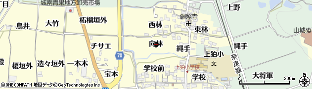 京都府木津川市山城町上狛向林周辺の地図