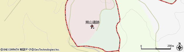 熊山遺跡周辺の地図