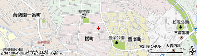兵庫県西宮市桜町周辺の地図