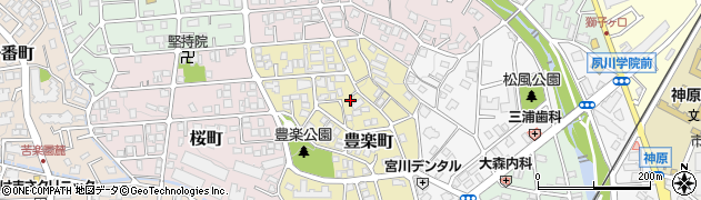 兵庫県西宮市豊楽町周辺の地図