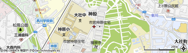 兵庫県西宮市神原周辺の地図