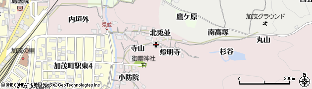 京都府木津川市加茂町兎並（寺山）周辺の地図