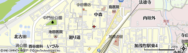 京都府木津川市加茂町里中森25周辺の地図