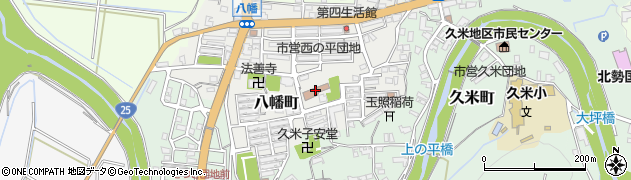 伊賀市役所人権生活環境部　八幡町市民館周辺の地図