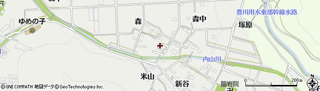 愛知県豊橋市岩崎町（森）周辺の地図