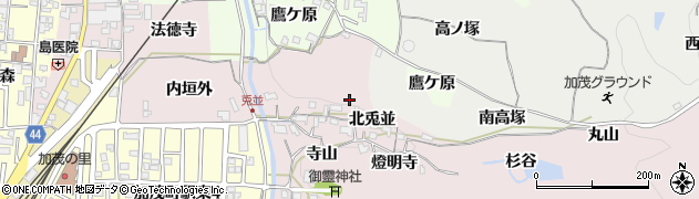 京都府木津川市加茂町兎並周辺の地図