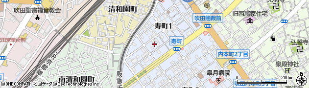 大阪府吹田市寿町1丁目15周辺の地図