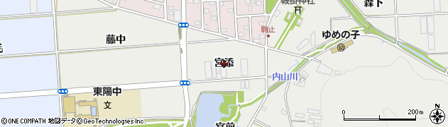 愛知県豊橋市岩崎町（宮添）周辺の地図