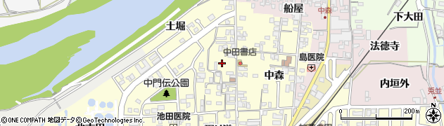 京都府木津川市加茂町里（中門伝）周辺の地図