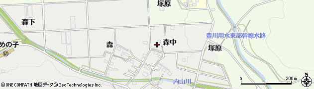 愛知県豊橋市岩崎町（森中）周辺の地図