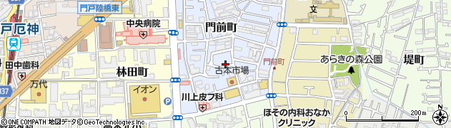 兵庫県西宮市門前町周辺の地図