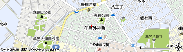 愛知県豊橋市牟呂外神町周辺の地図