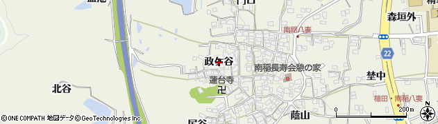 京都府精華町（相楽郡）南稲八妻（政ケ谷）周辺の地図