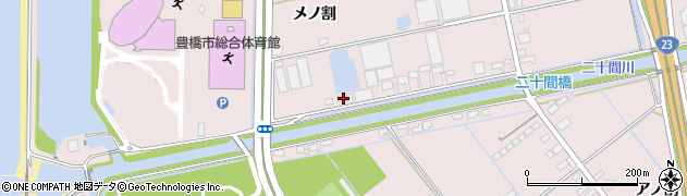 愛知県豊橋市神野新田町メノ割54周辺の地図