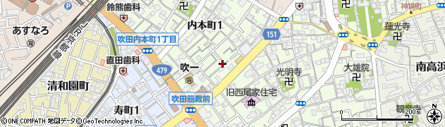 大阪府吹田市内本町1丁目22周辺の地図