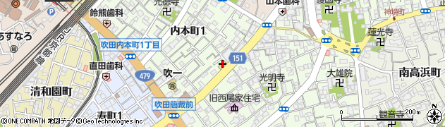 ファミリーマート吹田内本町店周辺の地図