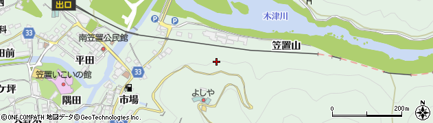 笠置公園線周辺の地図