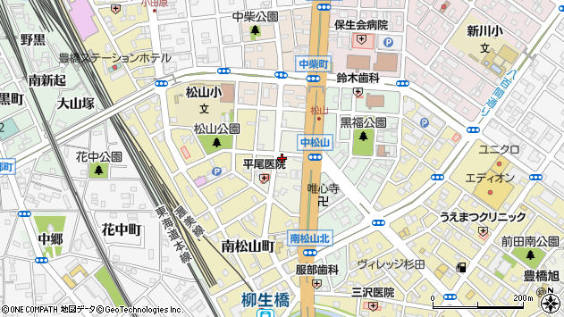 〒440-0875 愛知県豊橋市中松山町の地図