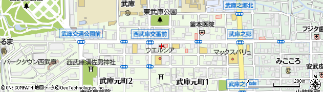 ワッツ　武庫元町店周辺の地図