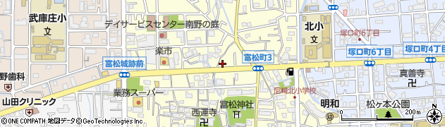 兵庫県尼崎市富松町周辺の地図