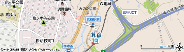 箕谷駅前周辺の地図