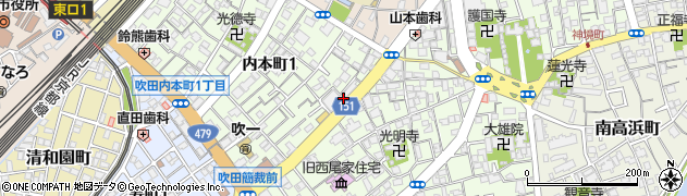 大阪府吹田市内本町1丁目21周辺の地図