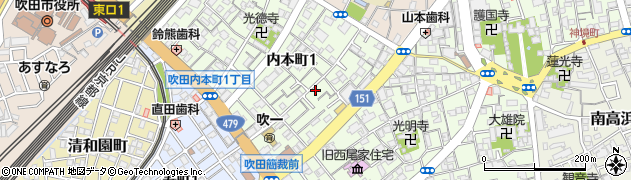 大阪府吹田市内本町1丁目22-36周辺の地図