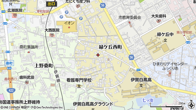 〒518-0837 三重県伊賀市緑ケ丘西町の地図