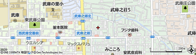 武庫之荘北公園周辺の地図