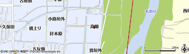 京都府精華町（相楽郡）祝園（高畑）周辺の地図