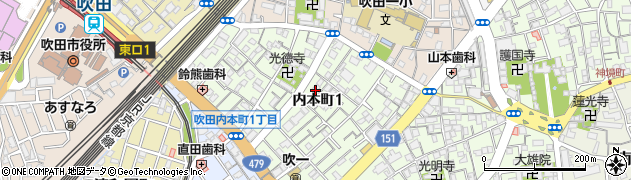 大阪府吹田市内本町1丁目16周辺の地図