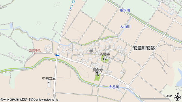 〒514-2327 三重県津市安濃町安部の地図