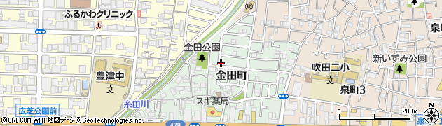 大阪府吹田市金田町周辺の地図