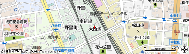 愛知県豊橋市花田町（大山塚）周辺の地図
