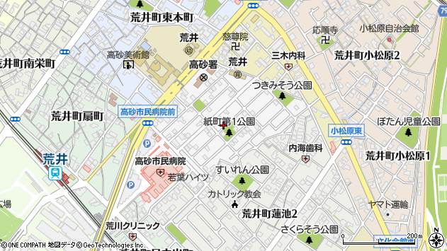 〒676-0015 兵庫県高砂市荒井町紙町の地図
