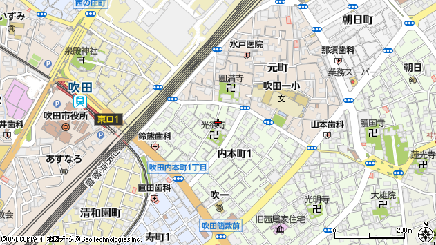 〒564-0032 大阪府吹田市内本町の地図