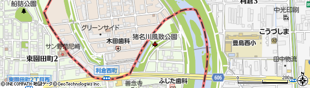 猪名川風致公園周辺の地図