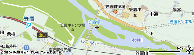 笠置橋周辺の地図