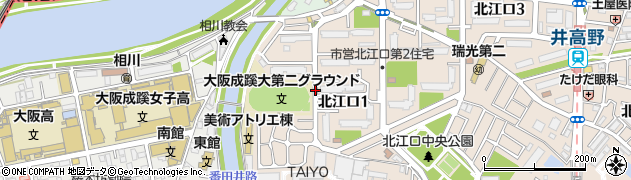 大阪府大阪市東淀川区北江口1丁目周辺の地図