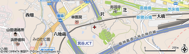 兵庫県神戸市北区山田町下谷上沢3周辺の地図