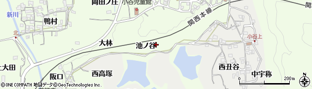 京都府木津川市加茂町北（池ノ谷）周辺の地図