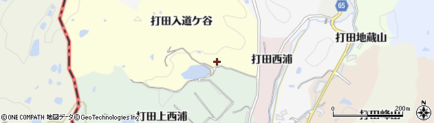 京都府京田辺市打田入道ケ谷周辺の地図