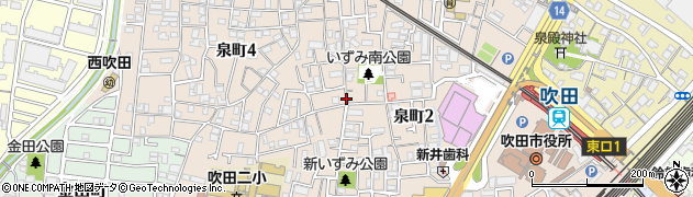 大阪府吹田市泉町周辺の地図