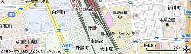 愛知県豊橋市花田町（野黒）周辺の地図
