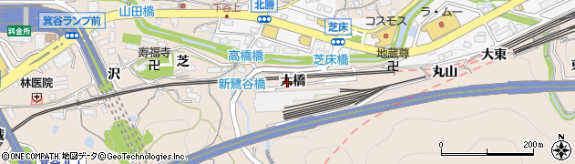 兵庫県神戸市北区山田町下谷上（大橋）周辺の地図