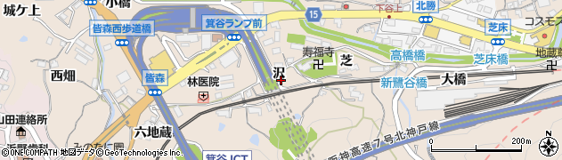 兵庫県神戸市北区山田町下谷上（沢）周辺の地図