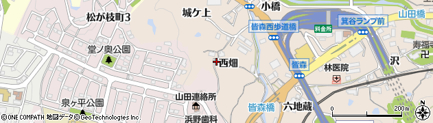 兵庫県神戸市北区山田町下谷上西畑周辺の地図