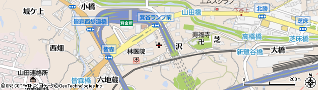兵庫県神戸市北区山田町下谷上沢57周辺の地図